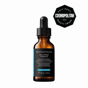 Brown dropper bottle labeled "Squalane + Vitamin C Rose Oil" by The Ordinary.