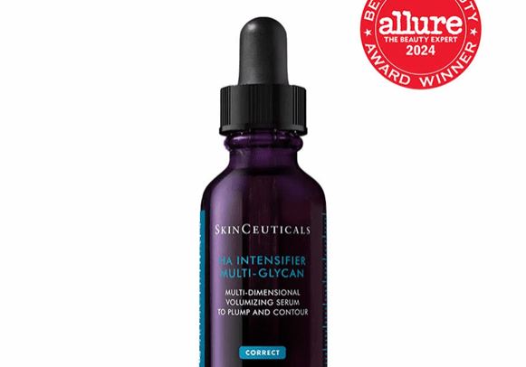 A purple dropper bottle of Ultra Concentrated Retinol Serum with a red Allure Best of Beauty award badge.
