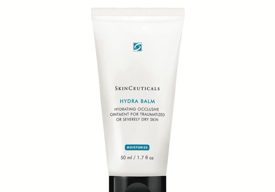 Tube of facial cream with a white body and black cap.